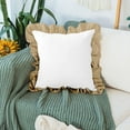 thumbnail image 1 of Ayanshi Bedding Dual Tone Ruffle Pillow Shams Set of 2, 26X26 - Ruffled Design Pillow Covers 26X26 Soft & Smooth - Decorative Pillow Cases 26X26 - (White-Taupe), 1 of 7