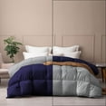 thumbnail image 1 of Ayanshi Hotel Bedding Comforter Twin Size, Duvet Insert, Quilted Comforter with Corner Tabs, All Season Lightweight Quilt, Down Alternative Hotel Comforter Twin Size 68X90 Navy Blue/Silver Gray, 1 of 9