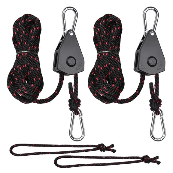 Ayaport Adjustable Rope Hanger Rope Tie Down, Grow Light Hangers Rope Pulley for Hanging Plants, Filters, Tent Tie Downs — 3/8" x 14 ft, 2 pack