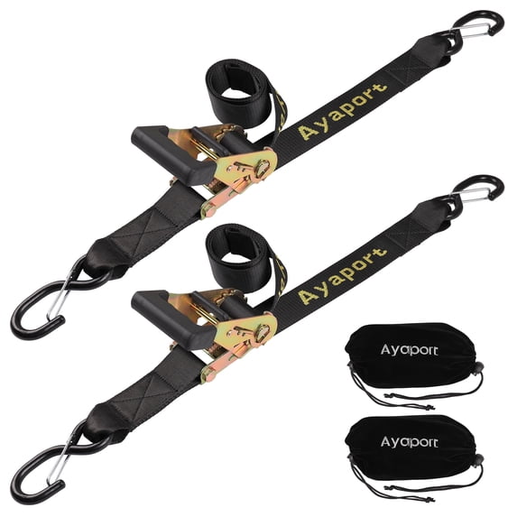 Ayaport Heavy Duty Ratchet Straps with S Hooks, 4ft x 1.6in, 5000lbs Strength, Pack of 2 for Boat Trailer Tie Down