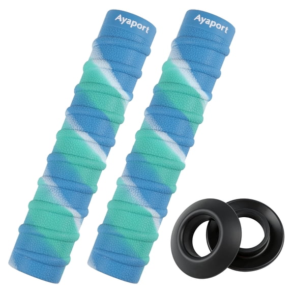 Ayaport Kayak Paddle Grips, Non-Slip Silicone with Drip Rings, Blue-Green, 2Pack