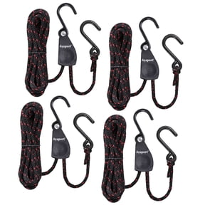 Ayaport Ratchet Rope Tie Down, Adjustable Rope Hanger, Straps for Kayak, Canoe, Car Roof Rack, Trailer — 1/4" x 14 ft, 4 pack