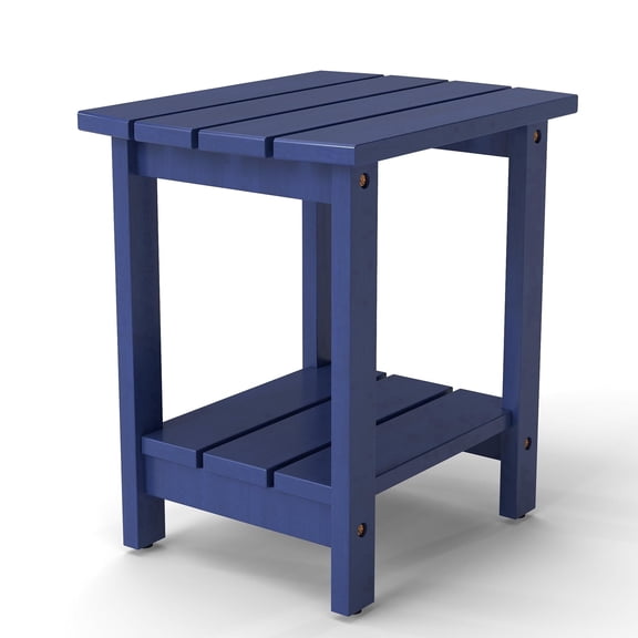 Ayaya 2-Tier Adirondack Side Table, 17" Solid Wood Square End Table, Outdoor Patio Table for Living Room, Porch, Poolside – Weather Resistant Blue
