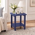 thumbnail image 1 of Ayaya 2-Tier Side Table, Solid Wood Indoor Bedside Table for Small Spaces, Living Room Bedroom Home Office, Blue, 1 of 7
