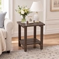 thumbnail image 1 of Ayaya 2-Tier Side Table, Solid Wood Indoor Bedside Table for Small Spaces, Living Room Bedroom Home Office, Dark Brown, 1 of 7