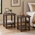 thumbnail image 1 of Ayaya Set of 2 Solid Wood 2-Tier Side Table, Vintage Indoor End Table for Living Room Bedroom Home Office, Dark Brown, 1 of 7