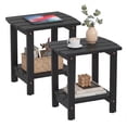 thumbnail image 1 of Ayaya Side Table Set of 2, 17" Solid Wood Square 2-Tier Adirondack End Table, Outdoor Patio Table for Living Room, Porch, Poolside – Weather Resistant Black, 1 of 7