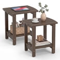thumbnail image 1 of Ayaya Side Table Set of 2, 17" Solid Wood Square 2-Tier Adirondack End Table, Outdoor Patio Table for Living Room, Porch, Poolside – Weather Resistant Dark Brown, 1 of 7