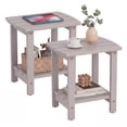 thumbnail image 1 of Ayaya Side Table Set of 2, 17" Solid Wood Square 2-Tier Adirondack End Table, Outdoor Patio Table for Living Room, Porch, Poolside – Weather Resistant Grey, 1 of 8