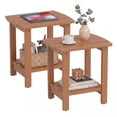 thumbnail image 1 of Ayaya Side Table Set of 2, 17" Solid Wood Square 2-Tier Adirondack End Table, Outdoor Patio Table for Living Room, Porch, Poolside – Weather Resistant Walnut, 1 of 8