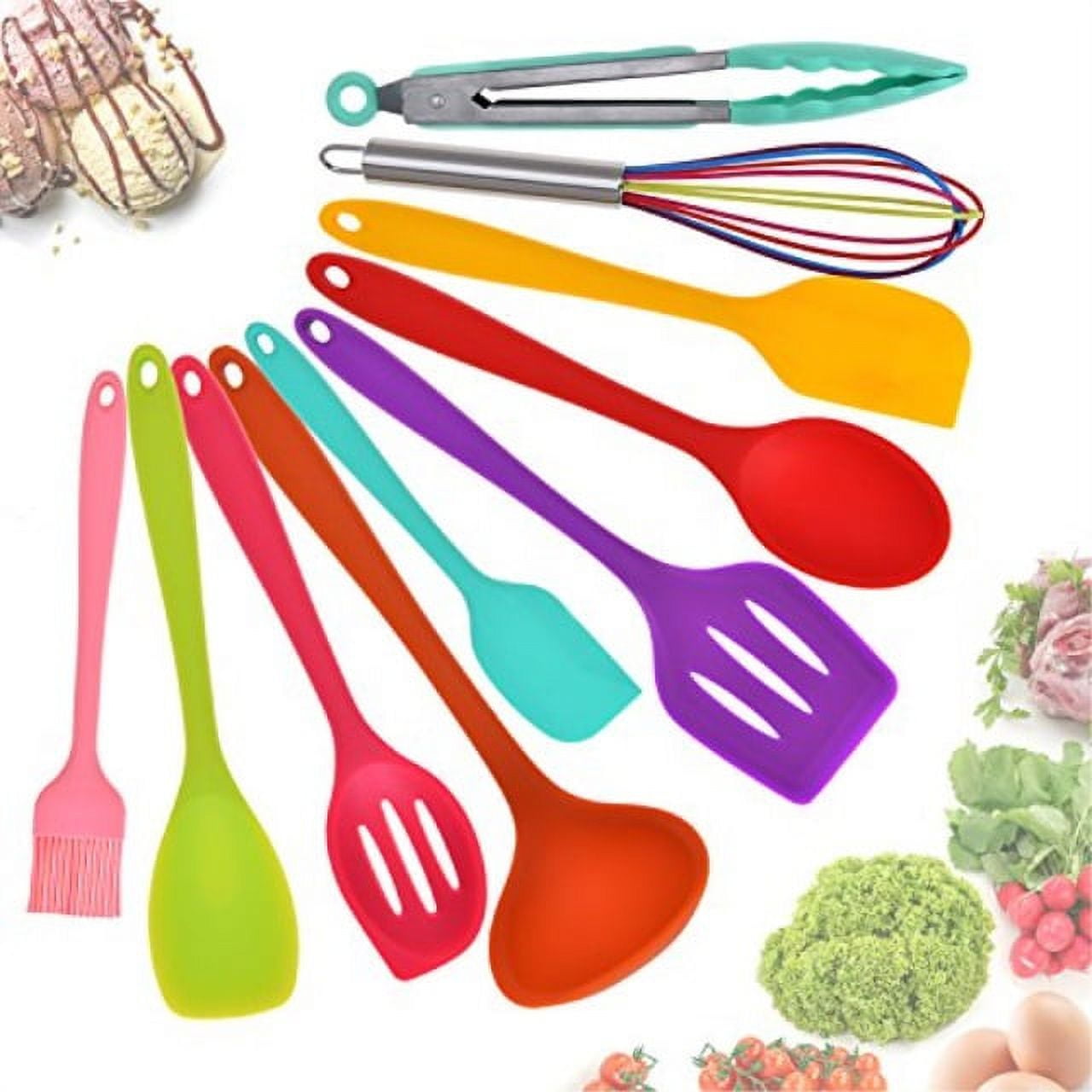 Silicone Cooking Utensils Set of 10, Kitchen Utensils for Nonstick