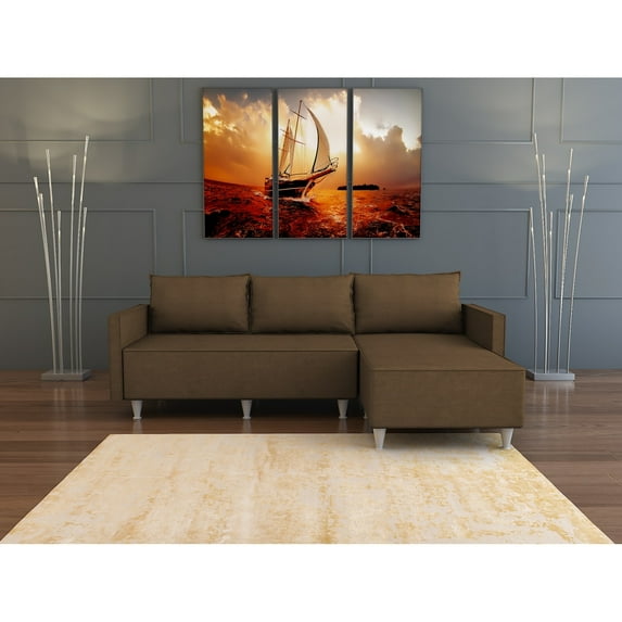 Aybuke Modern L-shaped Sectional Sofa Brown