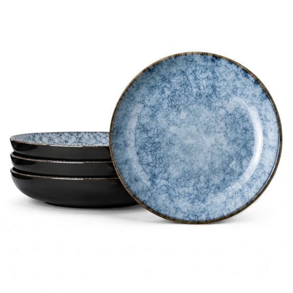 Aycenlaite Wide Shallow Pasta Bowls Set of 4, 24 oz Stoneware Dinner ...