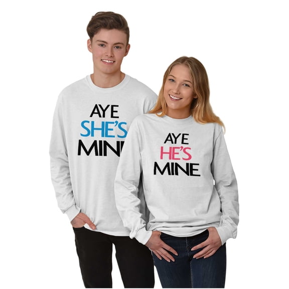 Aye Matching Set His Hers Cute Funny Men's Long Sleeve Tee T Shirt Brisco Brands S