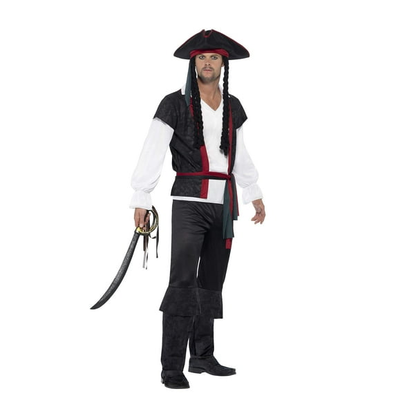 Aye Pirate Captain Costume Adult Black Medium Male Fancy Dress Party Book Week Halloween