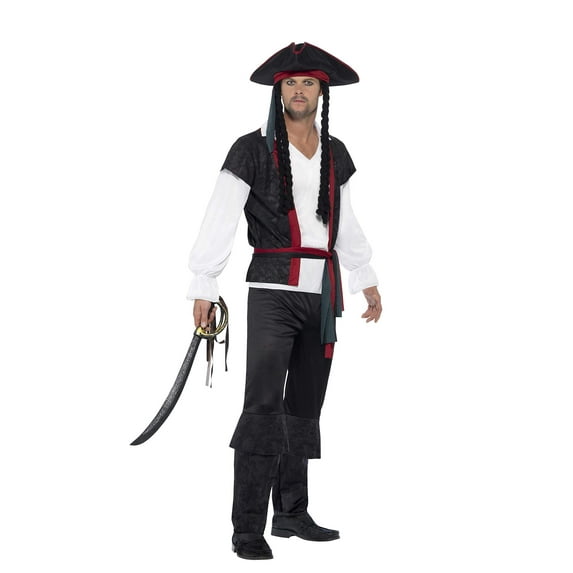 Aye Pirate Captain Costume Adult Black Medium Male Fancy Dress Party Book Week Halloween