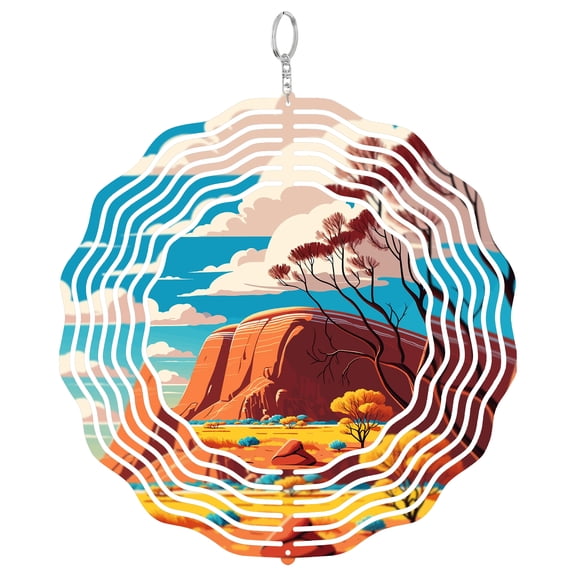 Ayers Rock Uluru Australia 3D Wind Spinner Stainless Steel Kinetic Art Garden Decor Outback Nature Gift