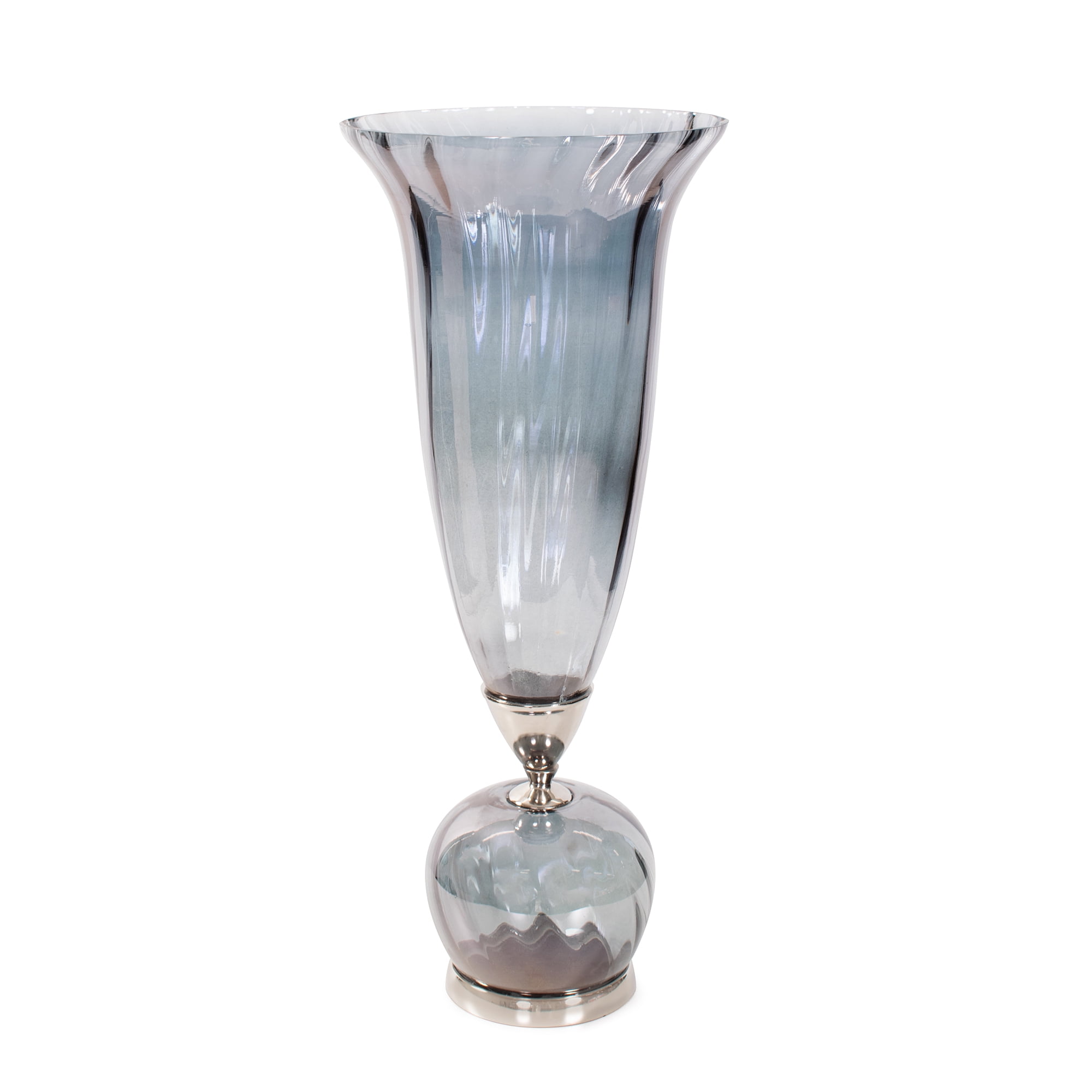 Ayers Smoked Glass Trumpet Vase Tall