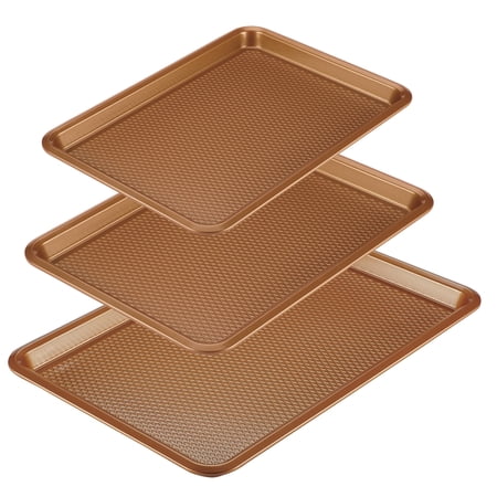 Ayesha 3-Piece Bakeware Nonstick Cookie Pan Set, Copper