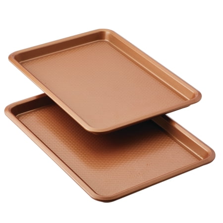 Ayesha Bakeware 11-Inch x 17-Inch Nonstick Cookie Pans, Set of 2, Copper