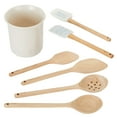 thumbnail image 1 of Ayesha Collection Kitchen Cooking Utensil Set with Ceramic Tool Crock, French Vanilla, 1 of 7