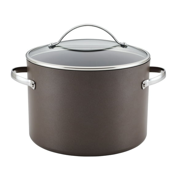 Ayesha Curry 10 Qt Hard Anodized Collection Nonstick Stockpot with Lid, Charcoal