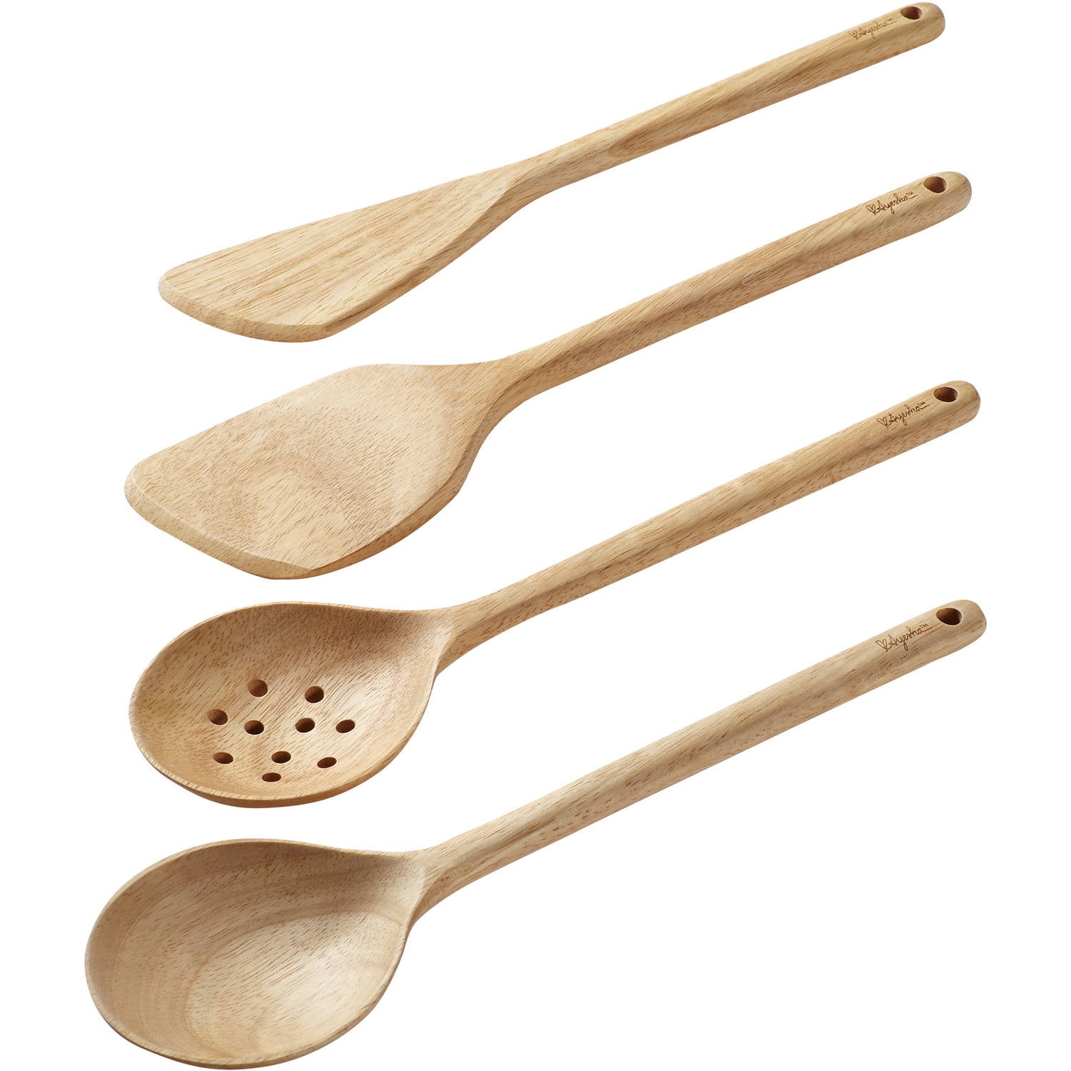 Natural Parawood Cooking Utensil Set with Long Handles