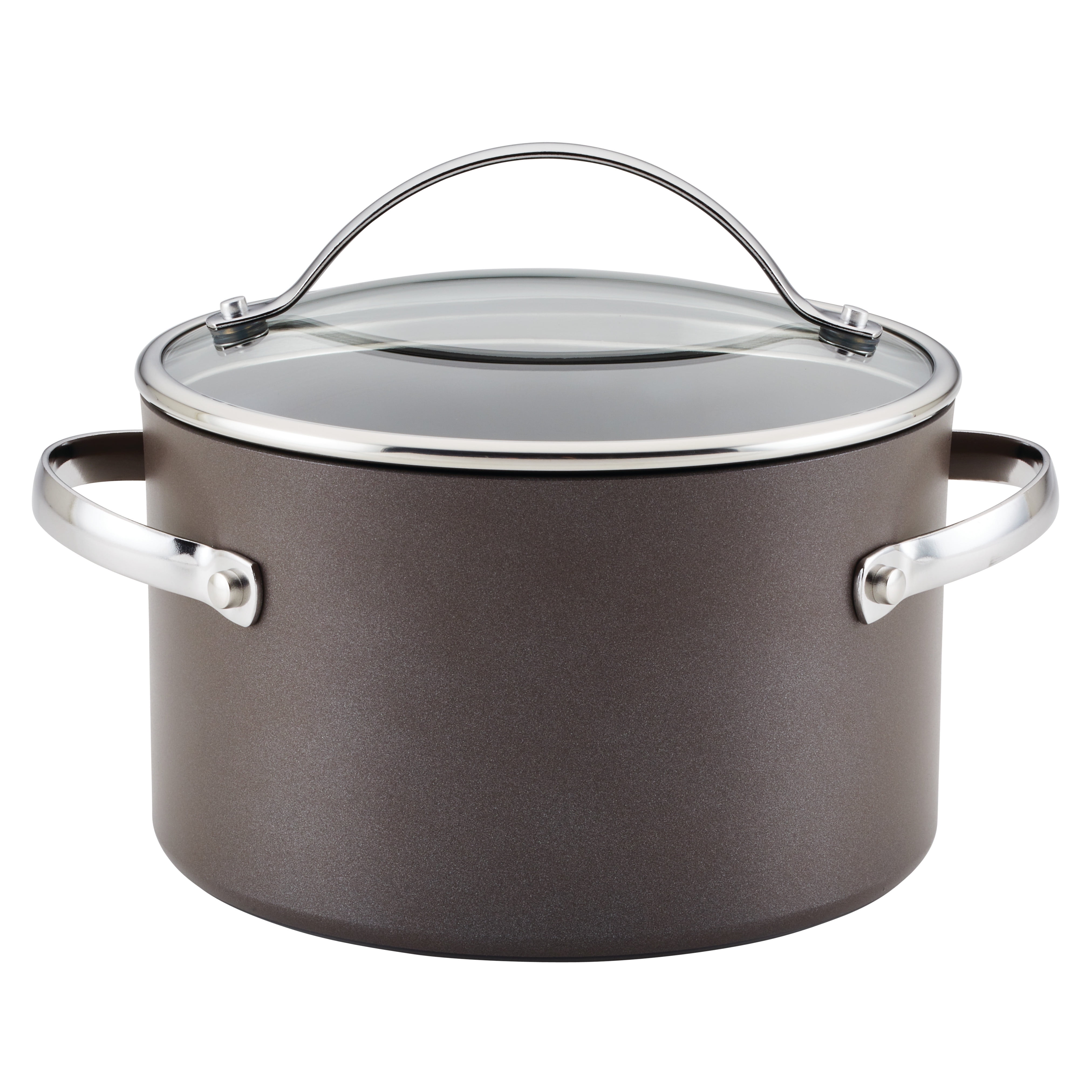 Ayesha Curry 4 Qt Hard Anodized Collection Nonstick Saucepot with Lid, Charcoal
