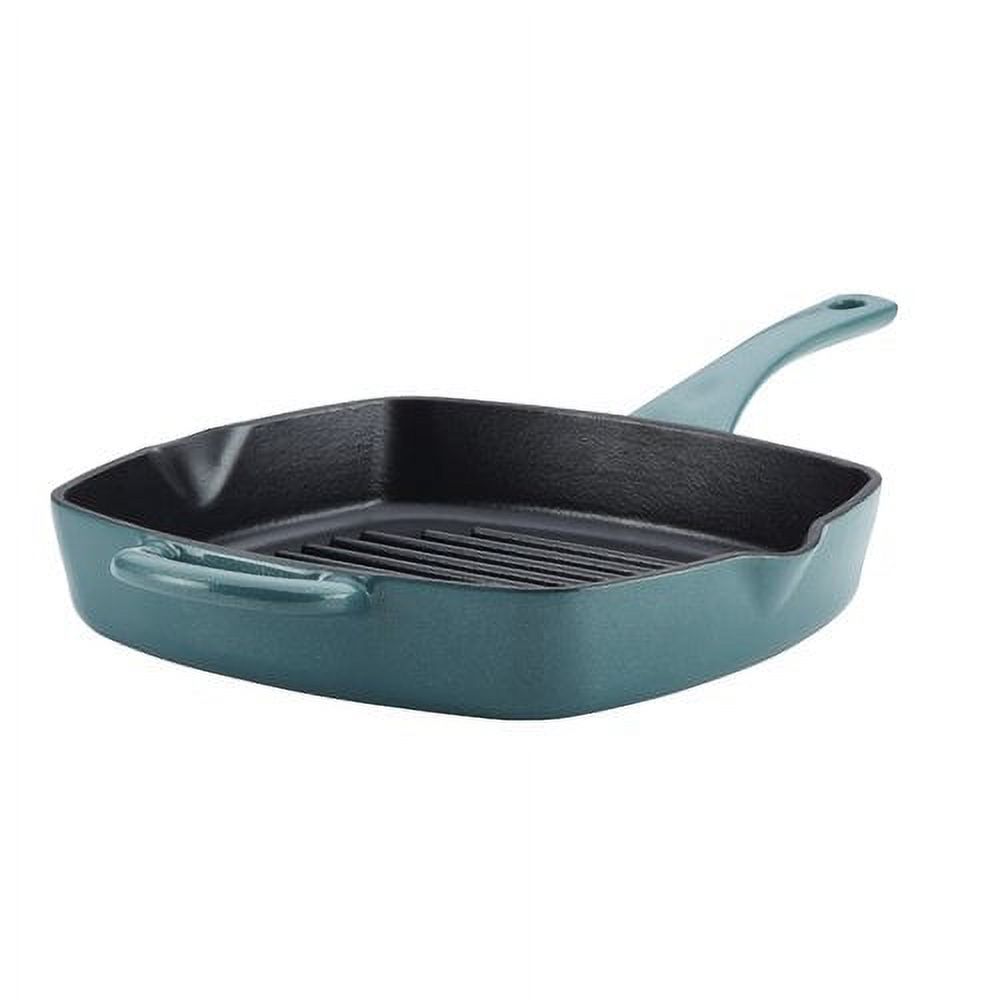 Ayesha Curry Cast Iron Square Grill Pan with Pour Spouts, 10", Twilight