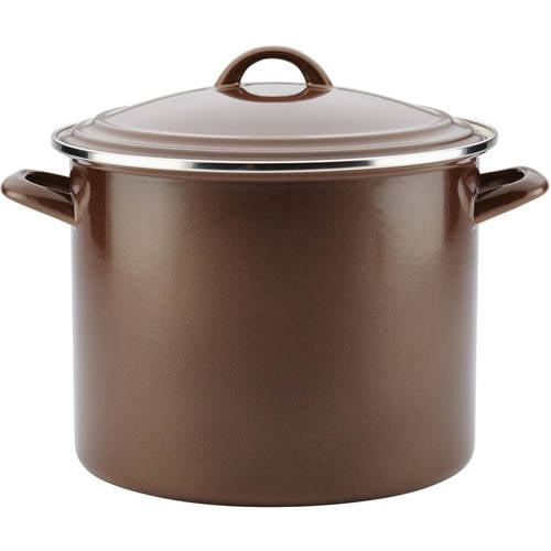 Brown Sugar 12-Quart Porcelain Enamel Stockpot with Lid
