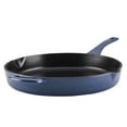 thumbnail image 1 of Ayesha Curry Enameled Cast Iron 12" Skillet with Helper Handle and Pour Spouts, Anchor Blue, 1 of 8