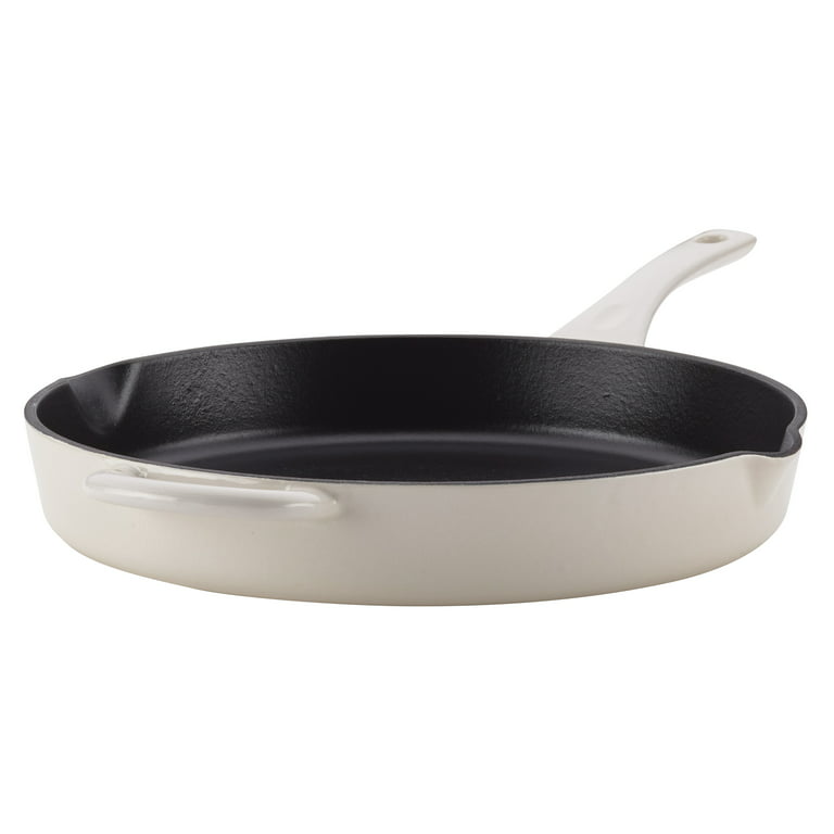 Ayesha Curry Enameled Cast Iron Induction Skillet with Pour Spouts, 10 inch,  French Vanilla 