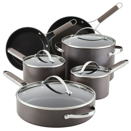 Ayesha Curry Hard Anodized Collection Nonstick Cookware Set, 10-Piece, Charcoal