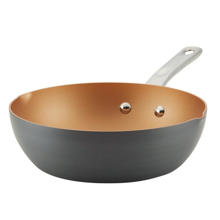 Ayesha Curry Home Collection 9.75 inch Hard-Anodized Aluminum Nonstick Chef Pan, Charcoal Gray