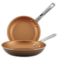 thumbnail image 1 of Ayesha Curry Home Collection Porcelain Enamel Nonstick Frying Pan Set, 2-Piece, Brown Sugar, 1 of 7