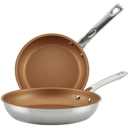 Ayesha Home Collection 2 Pc Stainless Steel Nonstick Frying Pan Set