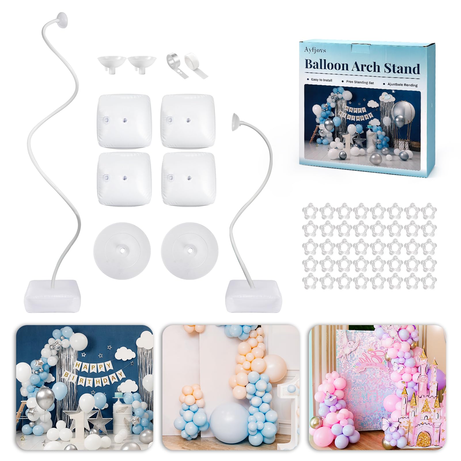 Ayfjovs 8.2Ft & 5Ft Balloon Arch Stand Kit Bending Shape Deformation