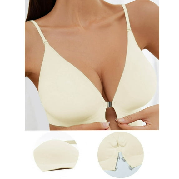 Ayfxijin Bras for Older Women Front Closure Bras, Woman's Solid Strap Wrap Hollow Out Bra Underwear Bralette Stylish