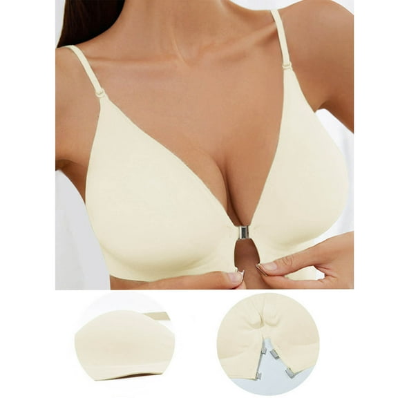 Ayfxijin Bras for Older Women Front Closure Bras, Woman's Solid Strap Wrap Hollow Out Bra Underwear Bralette Stylish