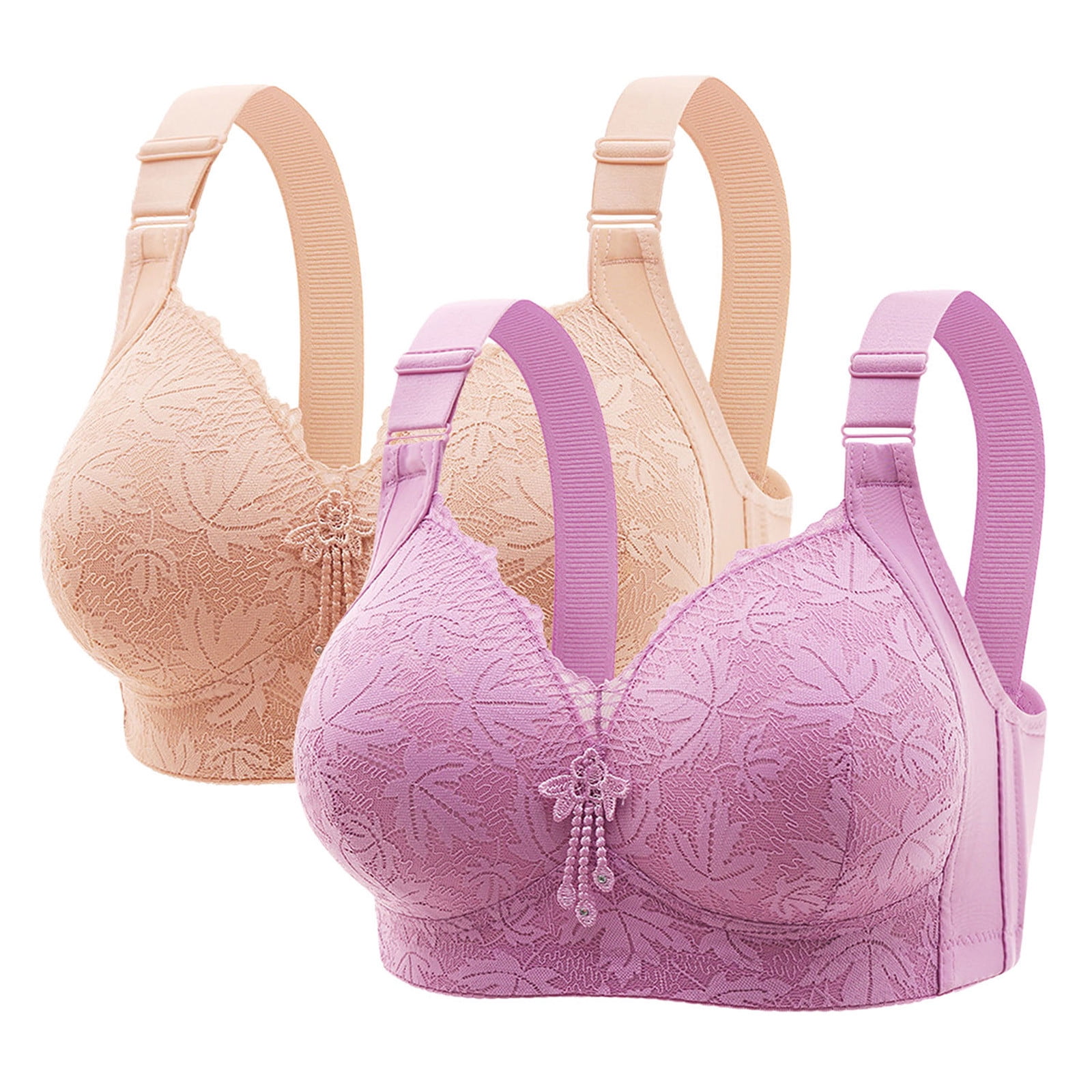 Ayfxijin Bras for Women, 2pc Women's Large Size Lace Bra With Side ...