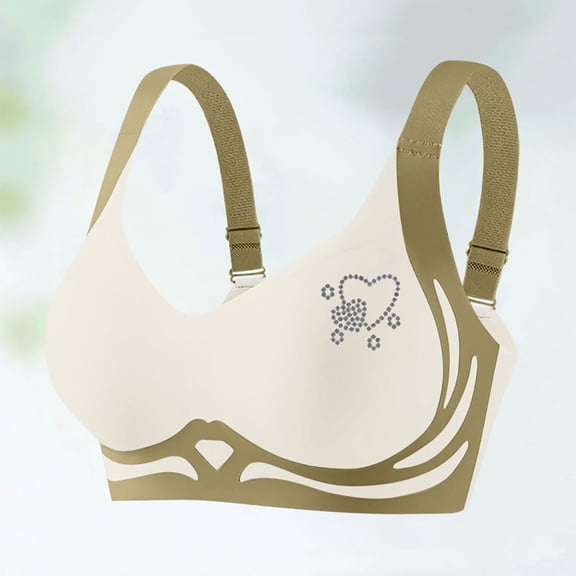 Ayfxijin Bras for Women Bra Print Blocking Lifting Gathering Folding Sagging Bra Lingerie For Women Daily Bra