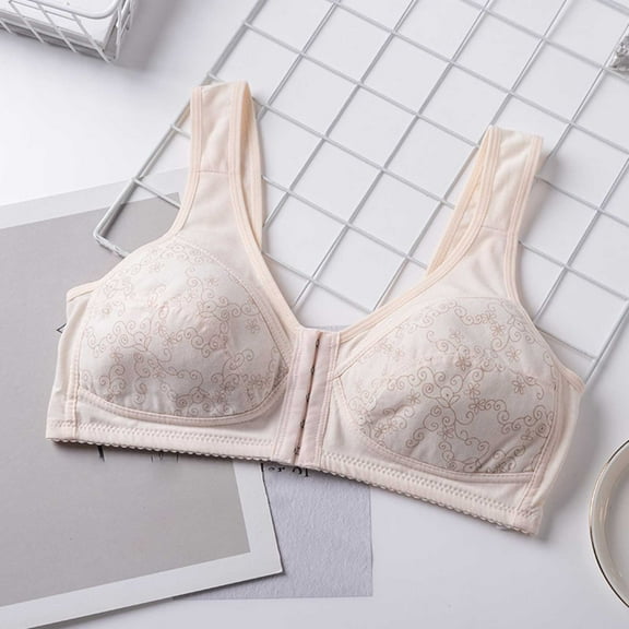 Ayfxijin Bras for Women Large Size Solid Front Buckle Without Steel Ring Sponge And Seamless Underwear Daily Bra