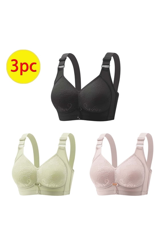 Bras for Women No Underwire,3PC Woman's Fashion Comfortable Breastplate Lace Breathable Bra Underwear No Rims