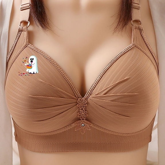 Ayfxijin Bras for Women No Underwire,Woman's Printing Gathered Together Large Size Daily Bra Underwear No Rims