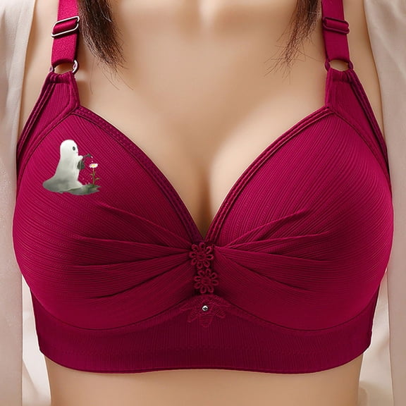 Ayfxijin Bras for Women No Underwire,Woman's Wireless Bras Printing Gathered Together Large Size Daily Bra Underwear