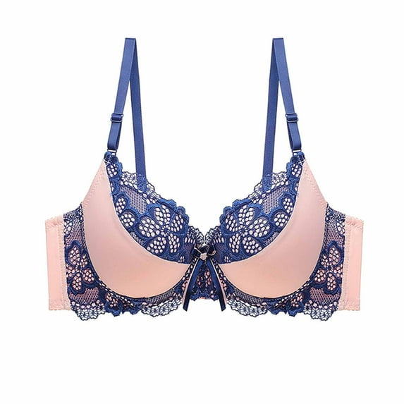 Ayfxijin Bras for Women,Women's Lace With Color Sexy Double Breasted Push Up Bra
