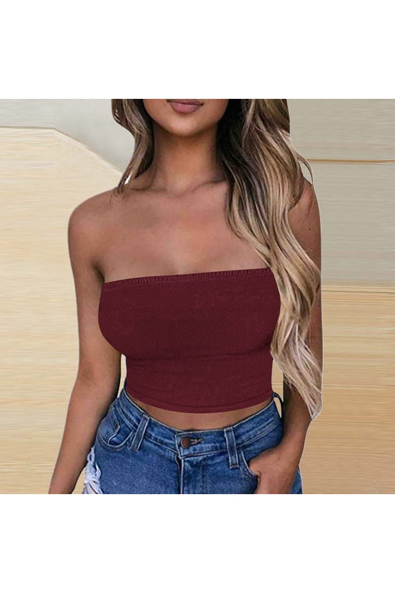 Bras for Women,Women's Solid Color Lock Sleeveless Strapless Solid Color Top