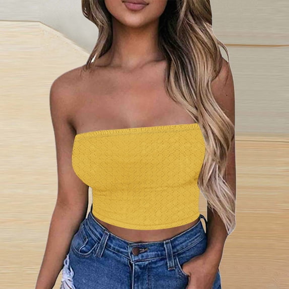 Ayfxijin Bras for Women,Women's Solid Color Lock Sleeveless Strapless Solid Color Top