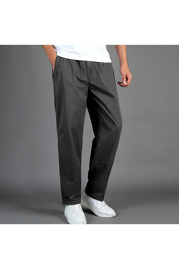 Cargo Pants，Men's Casual Sport Pocket Drawstring Zipper Solid Color Elastic Waist Cargo Pants
