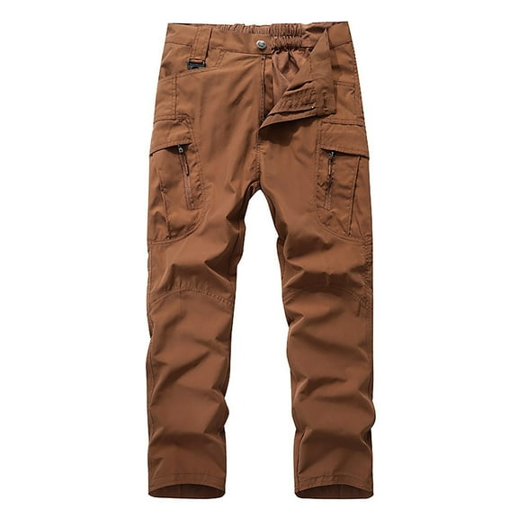 Ayfxijin Cargo Pants for Men，Men's Casual Outdoor Pocket Solid Color Elastic Waist Cargo Pants